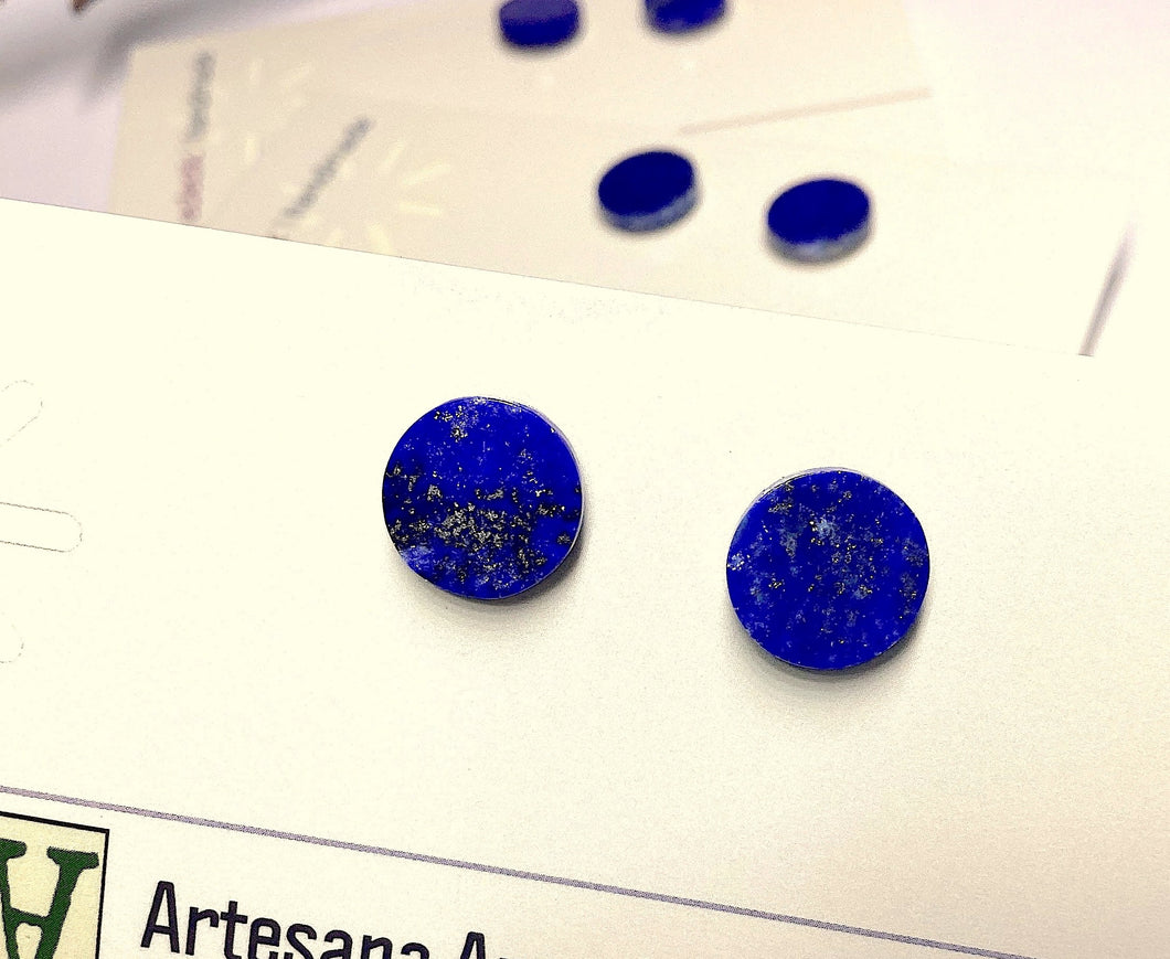 Lapis Lazuli Coin Shaped Studs