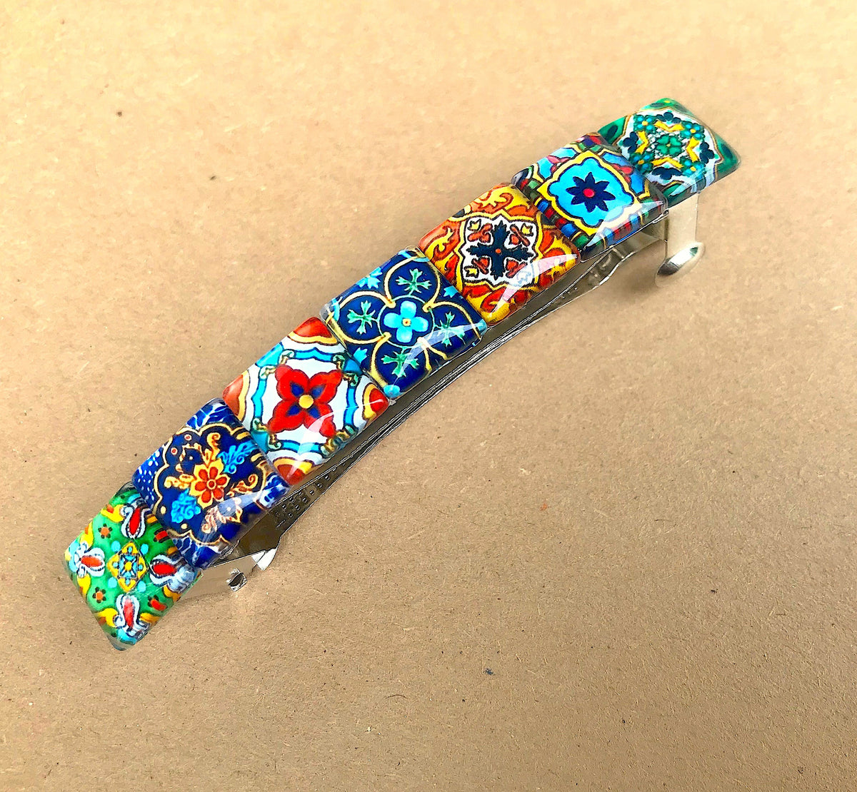 Spanish Tile Barrette Boho Hair Gifts Unique Glass – ArtesanaAmericana