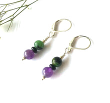 Load image into Gallery viewer, Amethyst and Zooisite Dangle
