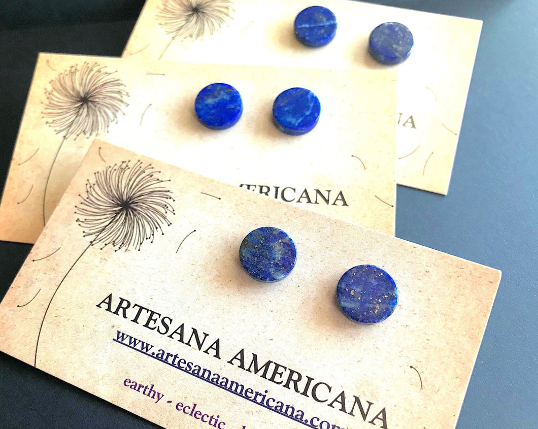 Lapis Lazuli Coin Shaped Studs