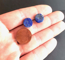 Load image into Gallery viewer, Lapis Lazuli Coin Shaped Studs
