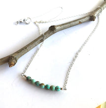 Load image into Gallery viewer, Turquoise and Sterling Silver Necklace, Simple Boho Gifts
