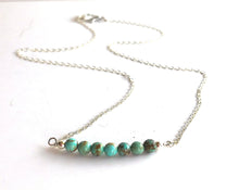 Load image into Gallery viewer, Turquoise and Sterling Silver Necklace, Simple Boho Gifts
