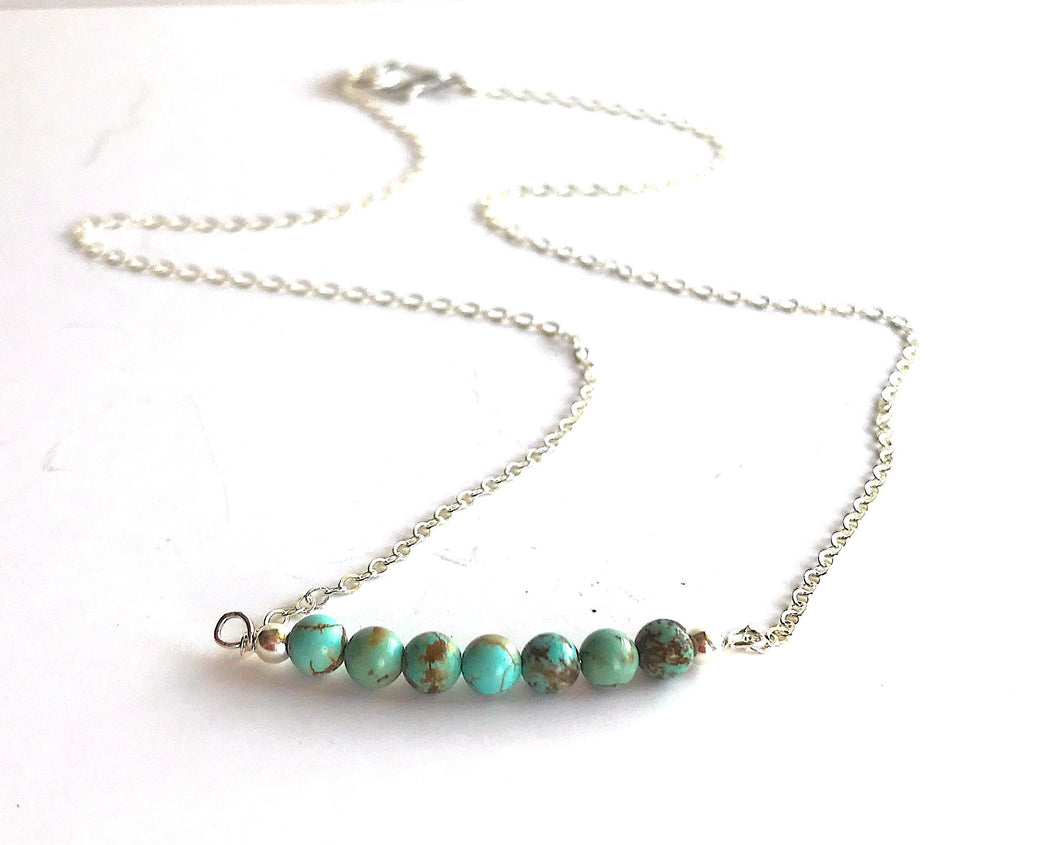 Turquoise and Sterling Silver Necklace, Simple Boho Gifts