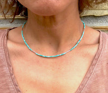 Load image into Gallery viewer, Turquoise and Silver Tube Beads
