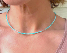 Load image into Gallery viewer, Turquoise and Silver Tube Beads
