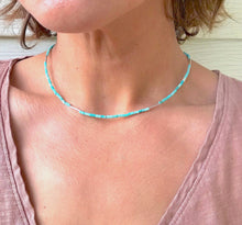 Load image into Gallery viewer, Turquoise and Silver Tube Beads
