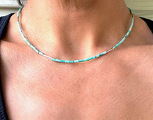 Load image into Gallery viewer, Turquoise and Silver Tube Beads
