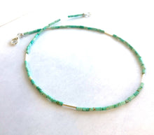 Load image into Gallery viewer, Turquoise and Silver Tube Beads
