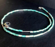 Load image into Gallery viewer, Turquoise and Silver Tube Beads
