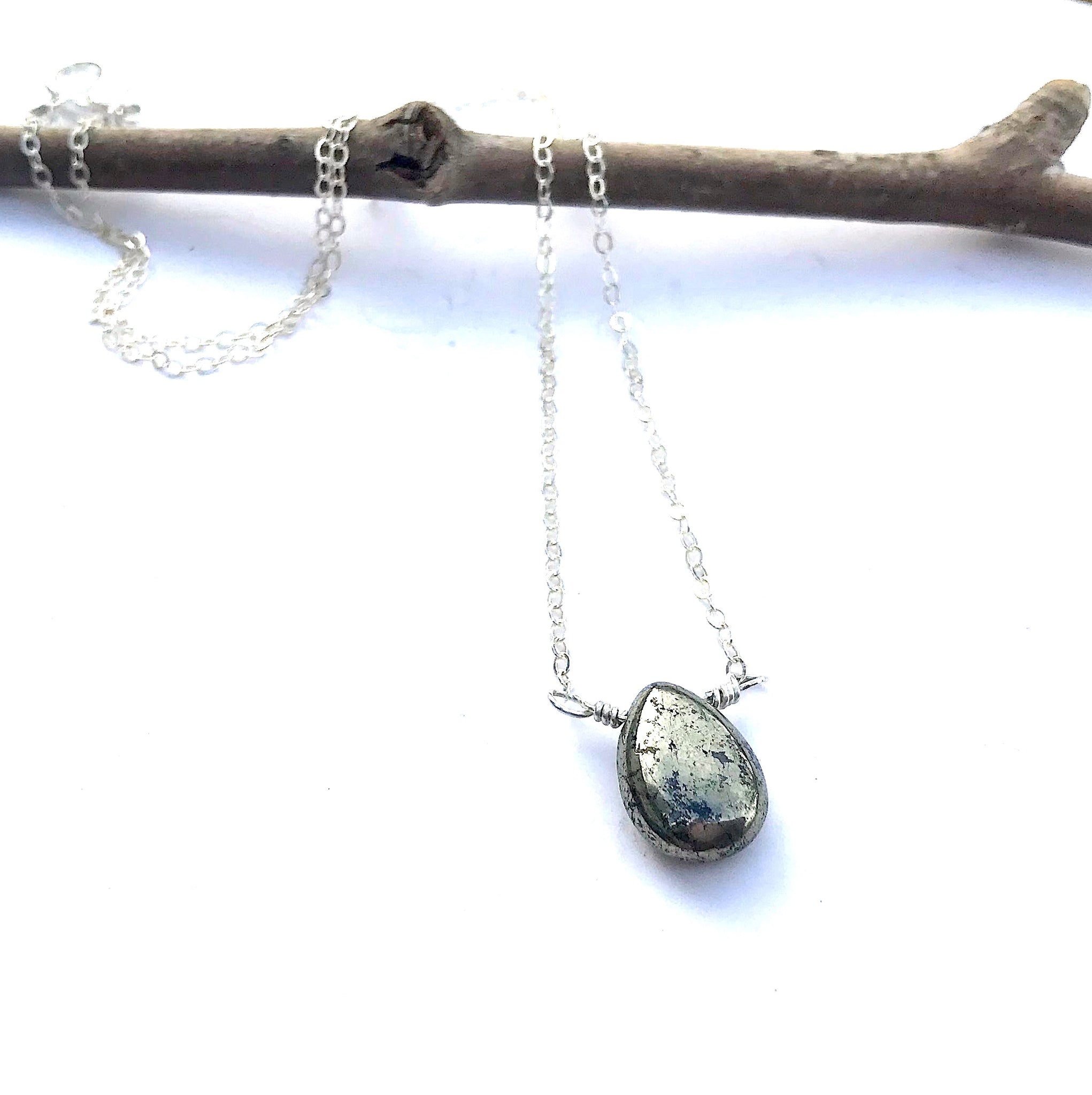 Iron Pyrite Necklace, unique gifts, silver for women, pendant boho