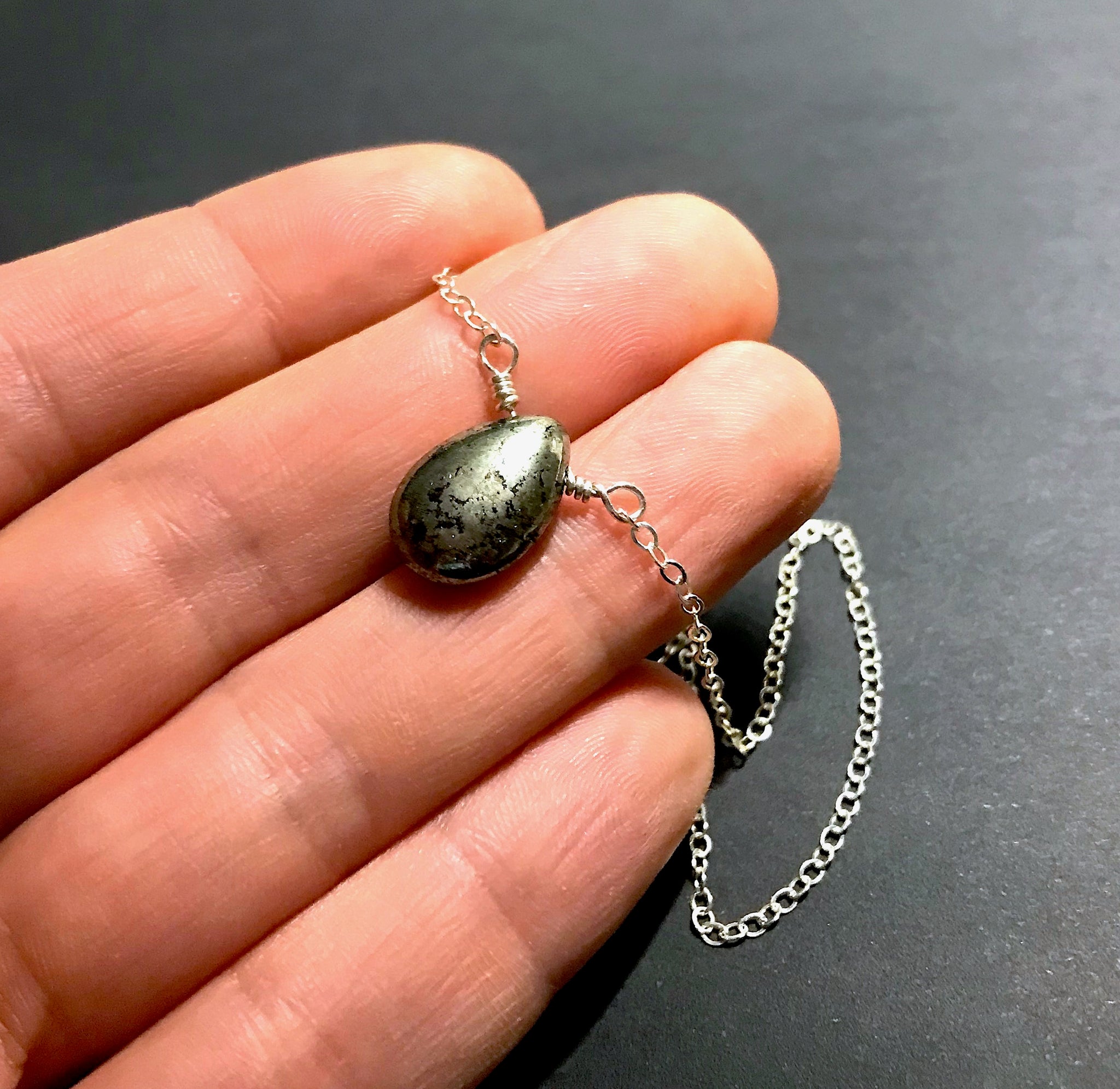 Iron Pyrite Necklace, unique gifts, silver for women, pendant boho
