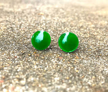 Load image into Gallery viewer, Large Green Jade Studs
